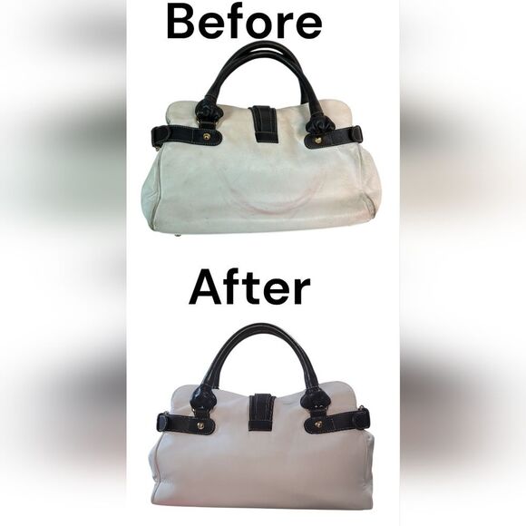 Giorgio Armani VTG Elegant White and Black Satchel Repainted - Picture 2 of 13